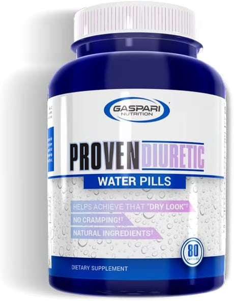 Gaspari Nutrition Proven Diuretic, Professional Bodybuilding Supplement, Sheds Water Fast, Gives the Dry Look, Natural Ingredients, No Cramping (80 Capsules)