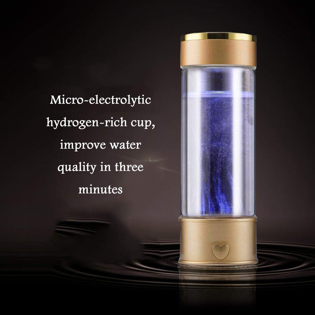 Portable 3 Minute Hydrogen-Rich Water Bottle Rechargeable High Concentration Hydrogen Generator Glass Bottle Anti-Aging Anti-Oxidation Alkaline Water Generator