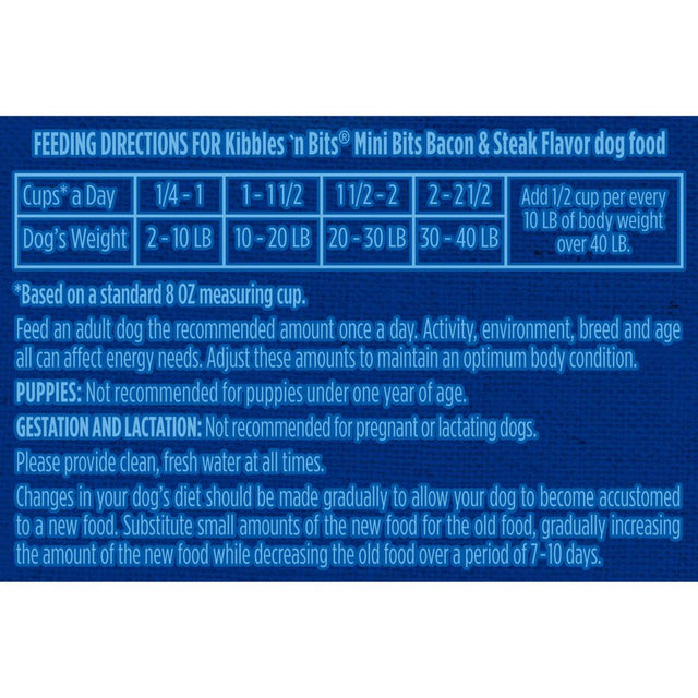 Kibbles ‘N Bits Mini Bits Bacon & Steak Flavor, Dry Small Breed Dog Food, 16-Pound Bag