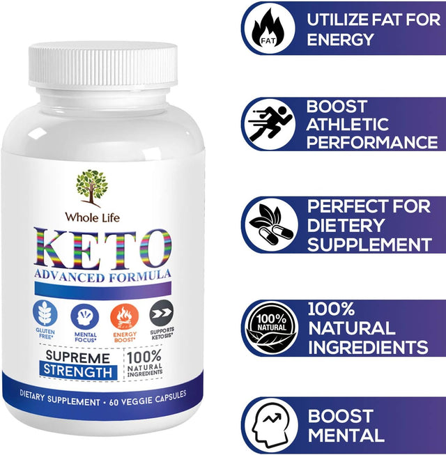 Keto Advanced Formula Diet BHB Pills - Ketogenic All Natural, Support Metabolism, Manage Cravings Keto BHB Supplement for Men & Women - Utilize Fat for Energy with Ketosis, 60 Capsules