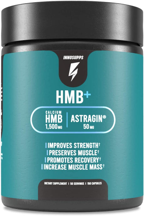 Innosupps HMB+ | 1500Mg HMB (Beta-Hydroxy Methylbutyrate) & 50Mg Astragin | Enhanced Absorption, Preserves Muscle, Promotes Recovery, Increase Lean Muscle Mass | Gluten Free - 120 Veggie Capsules