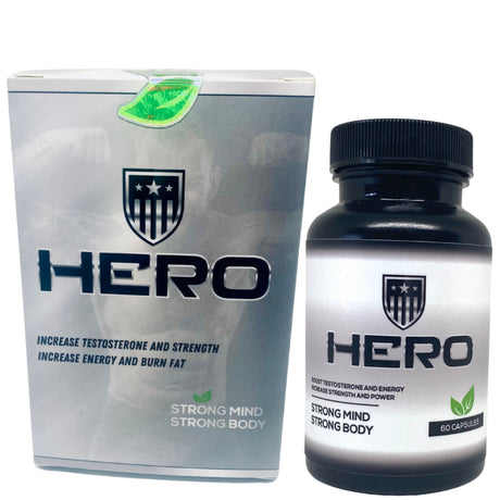 Hero Testosterone Booster for Men | Male Testosterone Enhancement with Horny Goat - Energy & Stamina - Natural Muscle Growth Supplements (60 Capsules)