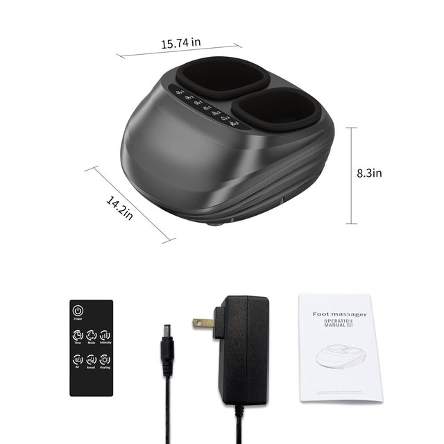 Ikristin Foot Massager Machine with Heat and Remote, Shiatsu Deep Kneading, Compression, Multi-Massage Modes, Auto-Off Timers, for Plantar Fasciitis, Neuropathy Pain, Relax for Home or Office