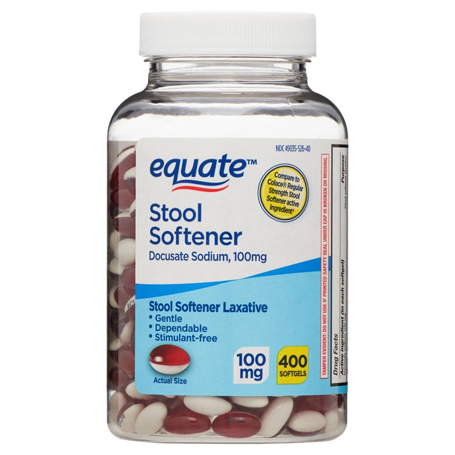 Equate Stool Softener Laxative Softgels for Constipation, 100 Mg, 400 Count