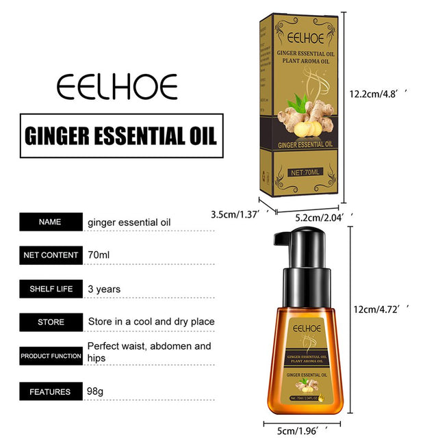 Ginger Essential Oil for Swelling and Pain Relief, Belly off Massage Oil, Ginger Oil Massage Liquid