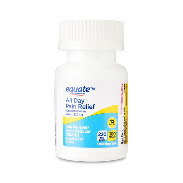 Equate Naproxen Sodium Tablets USP, 220 Mg, Pain Reliever and Fever Reducer, 100 Count