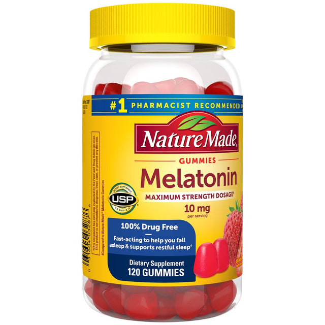 Nature Made Melatonin 10Mg per Serving Melatonin Gummies, 100% Drug Free Sleep Aid, 120 Ct