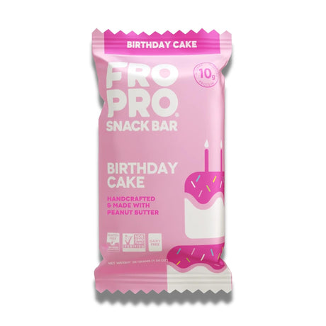 FROPRO Plant Protein Snack Bars - Plant Based Protein Bars, All-Natural, Gluten, Dairy, & Soy Free, High Protein Bars with Low Calories | Birthday Cake, 12 Pack