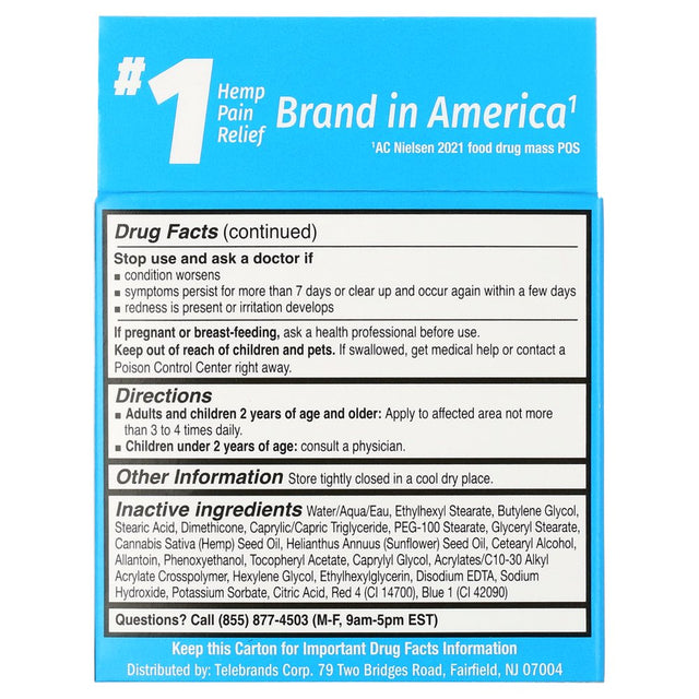 Hempvana Ultra-Strength Nerve Relief Cream, Homeopathic, Fast-Acting for Irritated Nerves