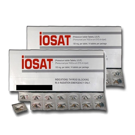 IOSAT Potassium Iodide Tablets, 2 Packets of 14 Tablets Each, Dosage for Thyroid Protection for 2 Adults