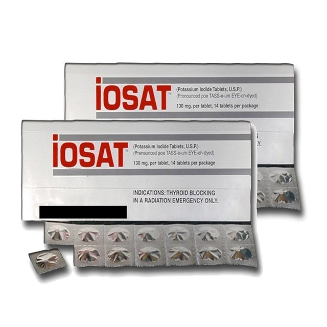 IOSAT Potassium Iodide Tablets, 2 Packets of 14 Tablets Each, Dosage for Thyroid Protection for 2 Adults