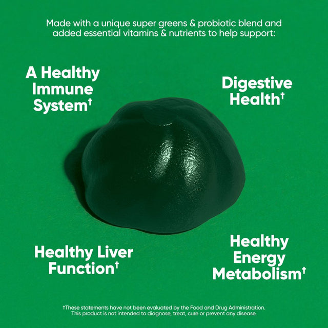 Goli Nutrition Supergreens Gummies, Super Green and Probiotic Blend Dietary Supplement, 60 Count