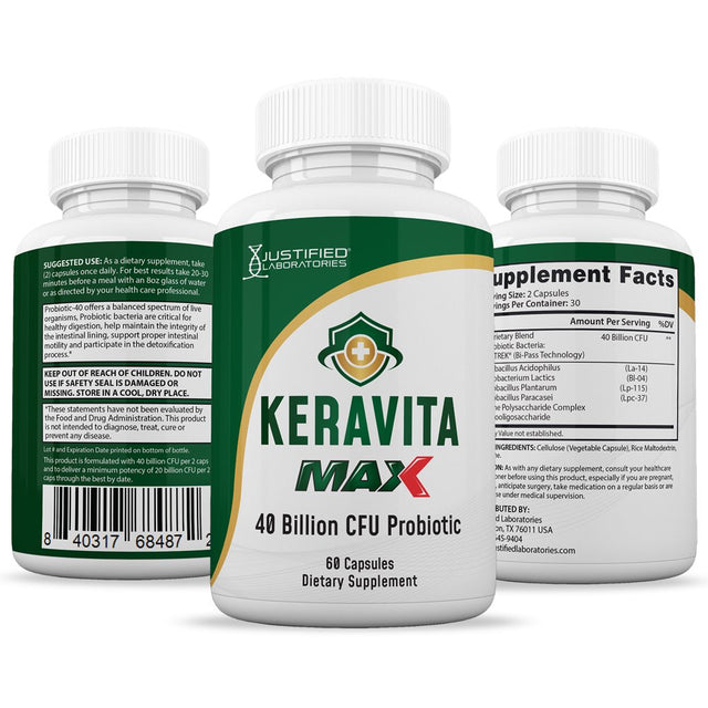 Keravita Max 40 Billion CFU Probiotic Nail Support 60 Capsules