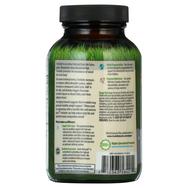Irwin Naturals Forskolin Fat-Loss Diet 60 Liquid Soft Gels