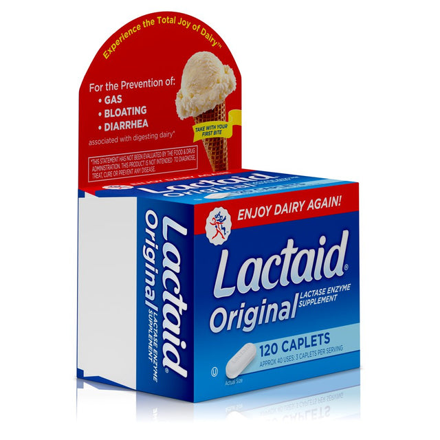 Lactaid Original Strength Lactose Intolerance Relief Caplets, 120 Ct