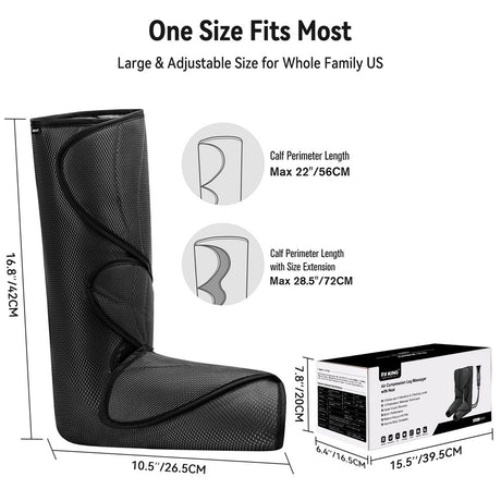 FIT KING Foot and Calf Massager with Heat, Leg and Foot Massager for Circulation and Pain Relief, with Handheld Controller 3 Modes 3 Intensities 2 Heating Levels, 2 Extensions FSA/HSA Eligible