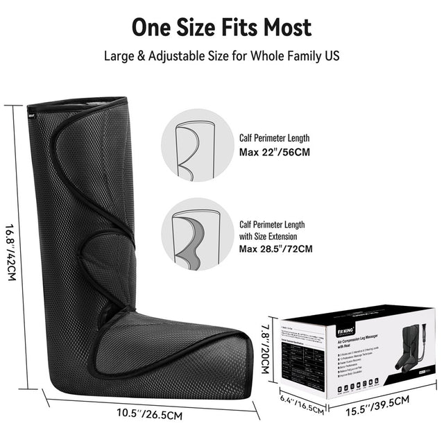 FIT KING Foot and Calf Massager with Heat, Leg and Foot Massager for Circulation and Pain Relief, with Handheld Controller 3 Modes 3 Intensities 2 Heating Levels, 2 Extensions FSA/HSA Eligible