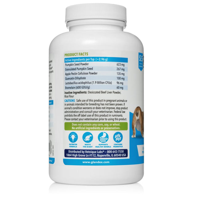 Glandex Beef Liver Anal Gland and Digestive Support Powder with Pumpkin for Dogs and Cats, 5.5 Oz.