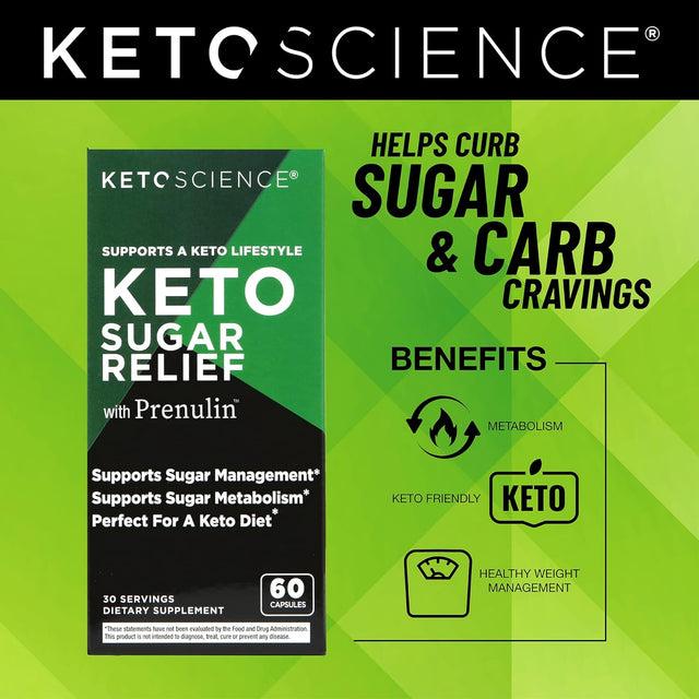 Keto Science Keto Sugar Relief, Supports Sugar Management, Promotes Sugar Metabolism, Perfect for Keto, 30 Servings, Green