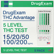 5 Pack - Drugexam THC Advantage Made in USA Multi Level Marijuana Home Urine Test Kit. Highly Sensitive THC 5 Level Drug Test Kit. Detects at 15 Ng/Ml, 20 Ng/Ml, 50 Ng/Ml, 100 Ng/Ml and 200 Ng/Ml.