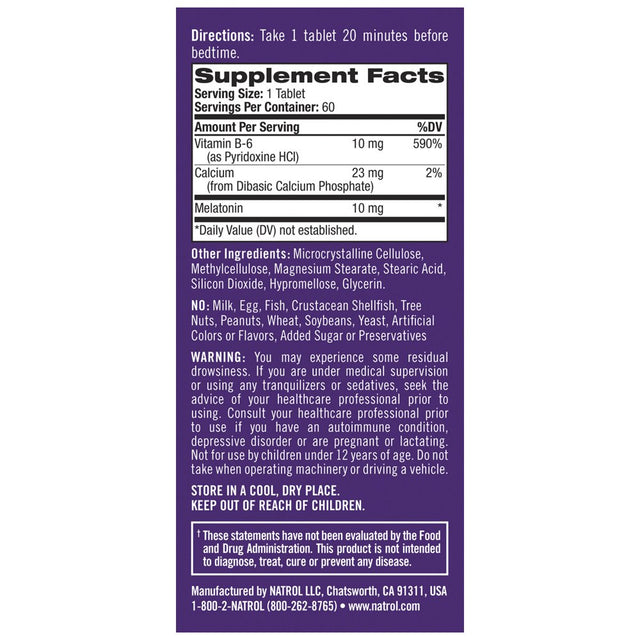 Natrol Melatonin Advanced Sleep Aid Time Release Tablets, Drug-Free, 10Mg, 60 Count