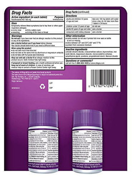 Allegra 24 Hour Allergy Relief 180 Mg - 90 Ct