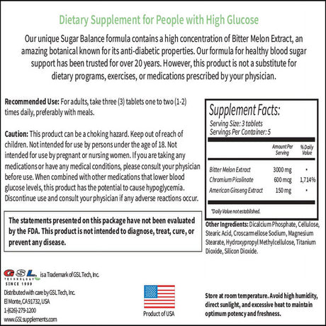 GSL Sugar Balance 90 Tablets(6 Boxes)