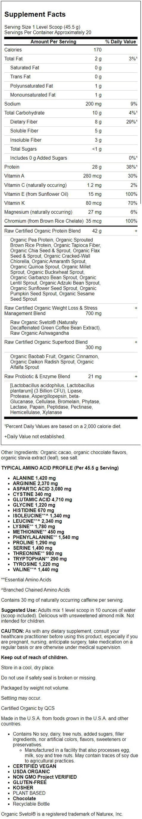 Garden of Life Raw Organic Fit Protein Powder, Chocolate, 28G Protein, 2.0Lb, 32.1Oz