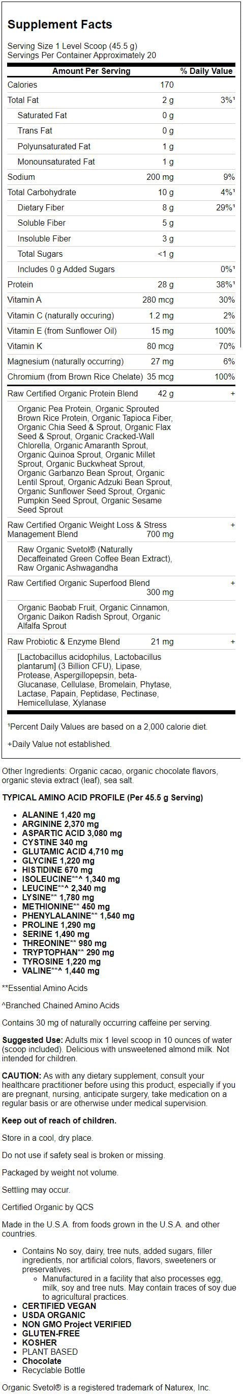 Garden of Life Raw Organic Fit Protein Powder, Chocolate, 28G Protein, 2.0Lb, 32.1Oz