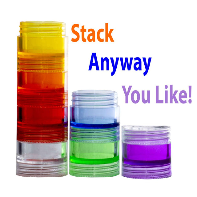 GMS 7 Day round Stackable Tritan Plastic Pill Case with Two Lids and Seven Adhesive Labels (Extra Small - Rainbow)