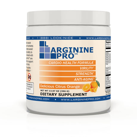 L-ARGININE PRO Powder Jars - 5500Mg L-Arginine, 1100Mg L-Citrulline Cardio Health (Citrus Orange, 1 Jar)