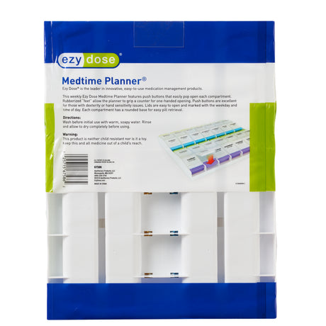 Ezy Dose Weekly (4X/Day) Push Button Pill Organizer, Daily AM/PM Medication Storage (3XL)