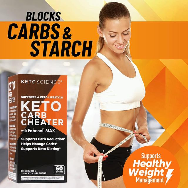 Keto Science Keto Carb Cheater, Supports Carb Reduction, Helps Manage Carbs, Supports Keto Diet, Keto Cheat Meal, Eat Carbs While on Keto, with White Kidney Bean Extract, 20 Servings, Orange