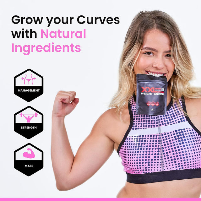 Gluteboost Thickfix XXL (1500Mg) - Curve & Muscle Builder for Women - Natural Weight Gainer & Protein Support - Weight Gain Pills and Curve Enhancing Supplement -Protein Powder Capsule - 1 Month