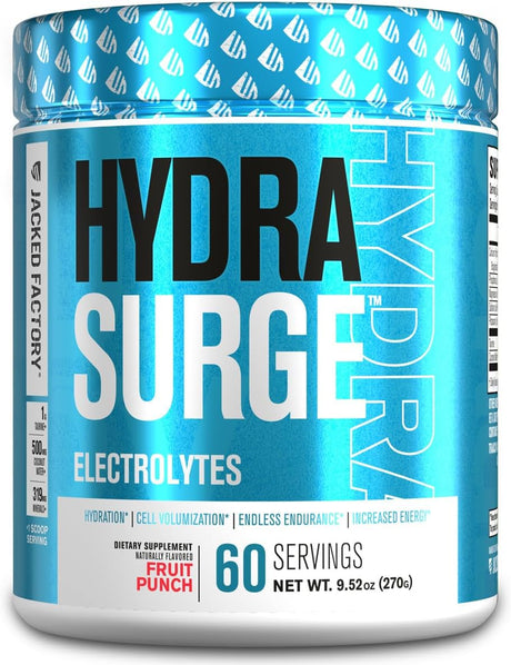 HYDRASURGE Electrolyte Powder - Hydration Supplement with Key Minerals, Himalayan Sea Salt, Coconut Water, More - Keto Friendly, Sugar Free & Naturally Sweetened - 60 Servings, Refreshing Fruit Punch