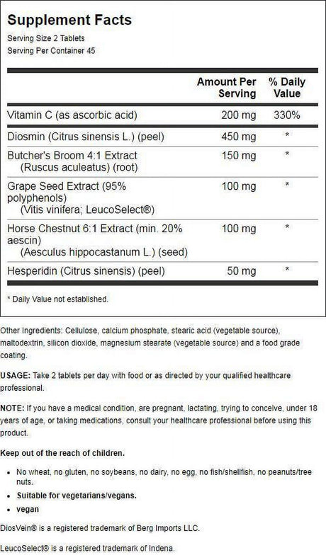 Jarrow Formulas Venous Optimizer, Supports Venous Integrity and Healthy Circulation, 90 Easy-Solv Tabs