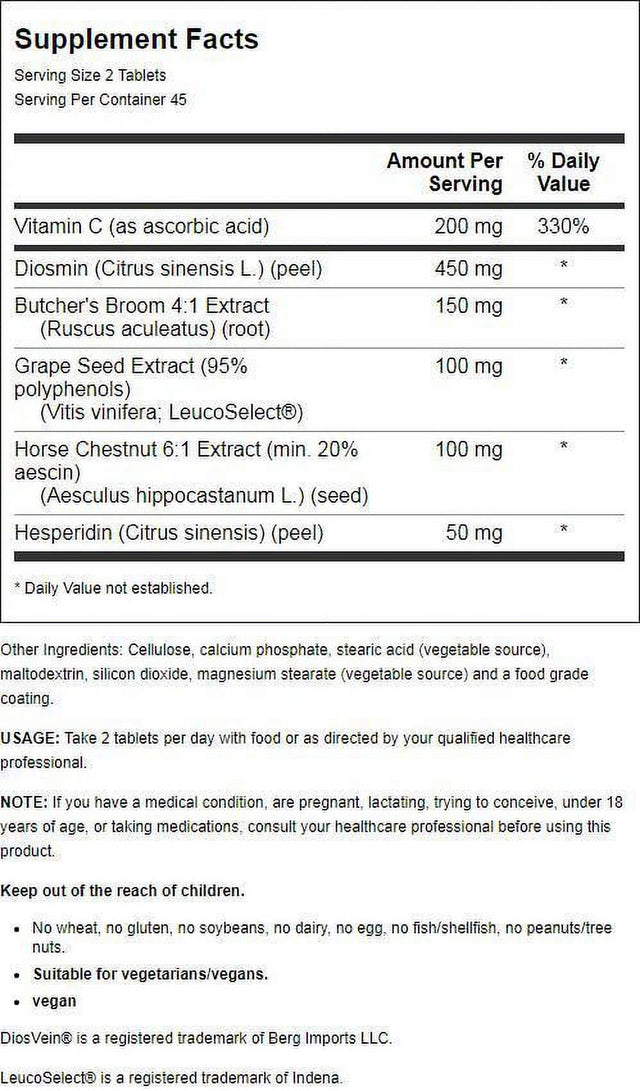 Jarrow Formulas Venous Optimizer, Supports Venous Integrity and Healthy Circulation, 90 Easy-Solv Tabs