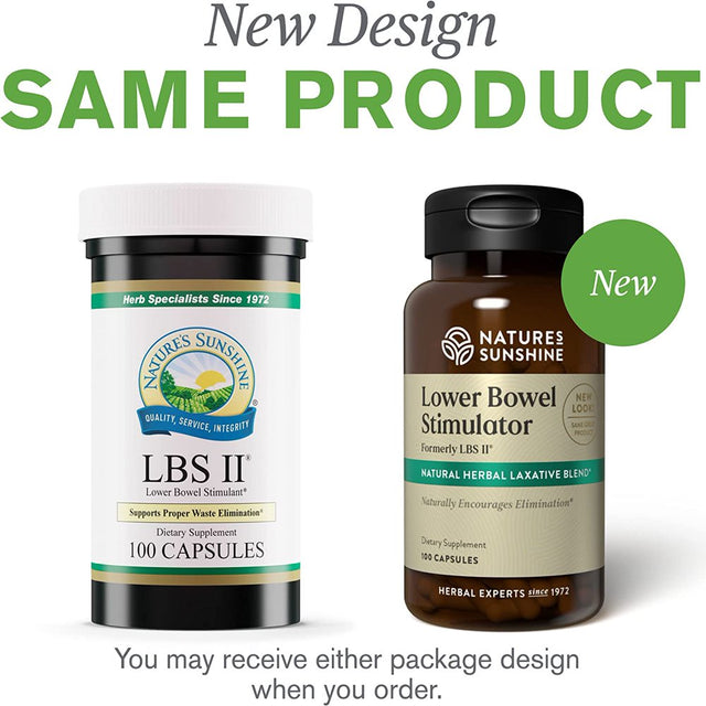 Nature'S Sunshine LBS II, 100 Capsules, Kosher | Herbal Laxative with Cascara Sagrada Bark Supports the Digestive System and Lower Bowel Health