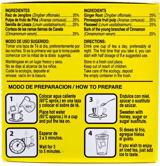 2 Pack Detox Ginger Tea 60 Day Supply Te Chupa Pansa De Jenjibre.
