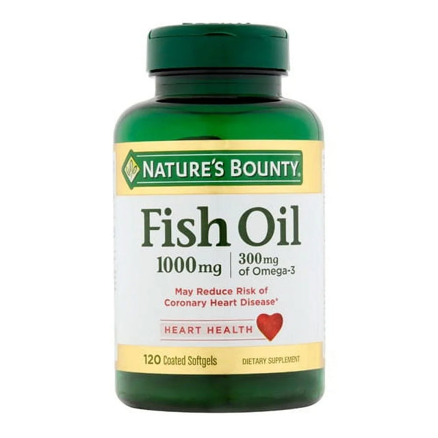 Natures Bounty Odorless Fish Oil 1000 Mg with 300 Mg of Omega 3 Supplement Softgels, 120 Ea, 2 Pack