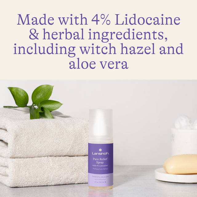 Lansinoh 4% Lidocaine Perineal Spray, Pain Relief, 3.5 Ounces