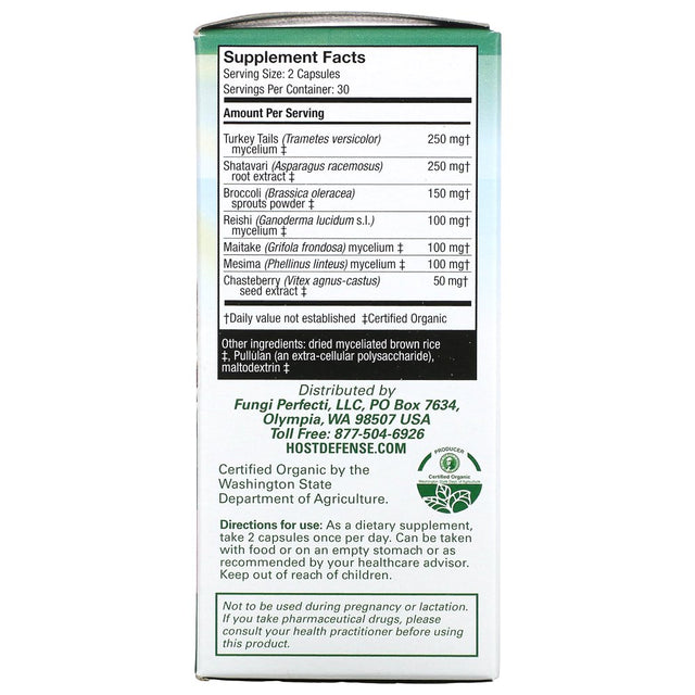 Host Defense, Mycobotanicals Woman, Supporting Women'S Health, Daily Mushrooms and Herb Supplement with Turkey Tail and Maitake, Vegan, Organic, 60 Capsules (30 Servings)