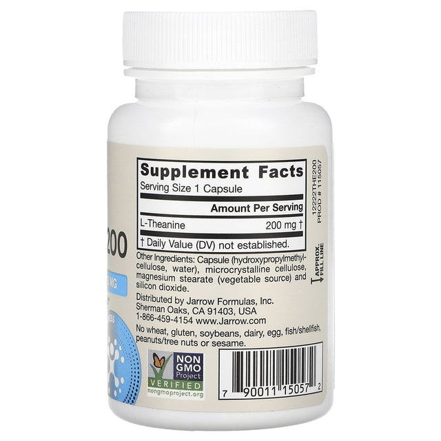 Jarrow Formulas Theanine 200, Promotes Relaxation, 200 Mg, 60 Caps