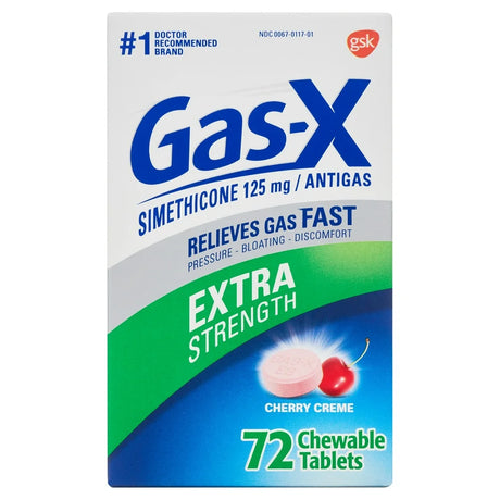 Gas-X Extra Strength Cherry Chewable Tablet for Fast Gas Relief, 72 Count