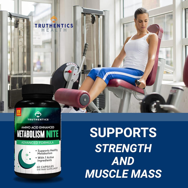 Night Metabolism Booster for Men & Women - Night Time Fat Burner, Overnight Weight Loss & Sleep Support - Muscle Recovery & Energy Amino Acids Supplement - 60 Capsules