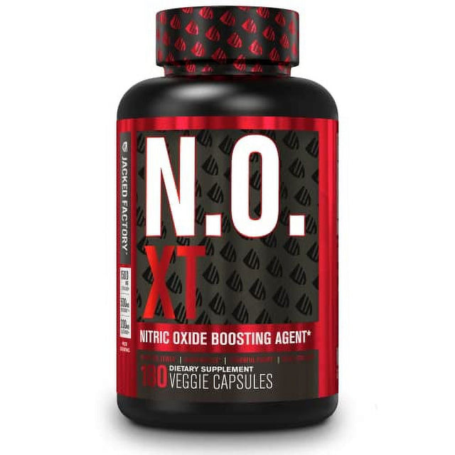 Jacked N.O. XT Nitric Oxide 180 Capsules with Nitrosigine L Arginine & L Citrulline for Muscle Growth, Pumps, Vascularity, & Energy