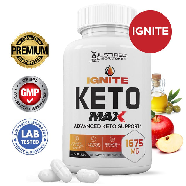 Ignite Keto ACV MAX Pills 1675Mg Alternative to Gummies Dietary Supplement 60 Capsules