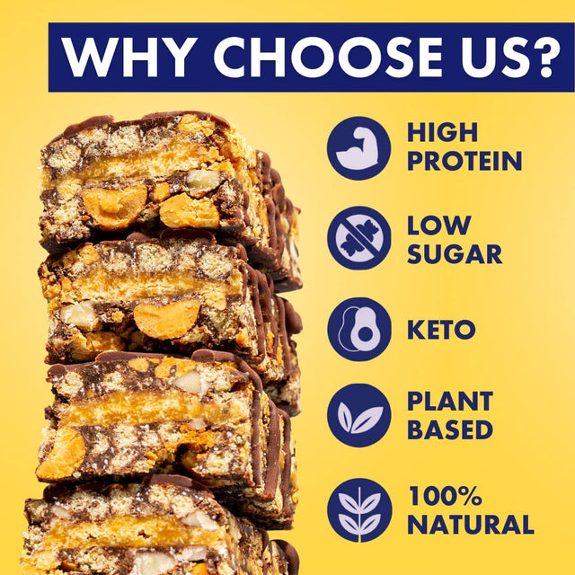 Adonis Peanut Butter & Chocolate High Protein Keto Bars (16 X 45G Bars) | Vegan & Keto-Friendly | 100% Natural Keto Snacks | Sugar Free, Palm Oil Free, Dairy Free | Low Sugar, Low Calorie & Low Carb