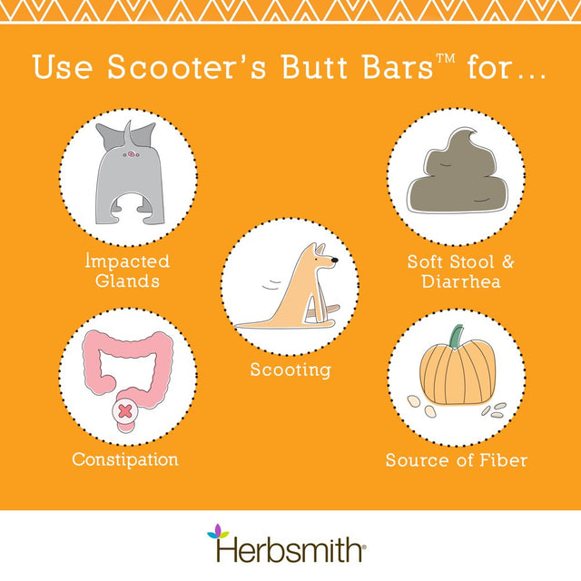 Herbsmith Scooter’S Butt Bars - Anal Gland and Bowel Support with Pumpkin Fiber for Dogs- Digestive Aid for Dogs - Dog Fiber Bars - Large Bar