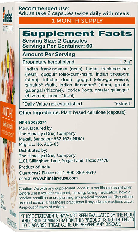 Himalaya Jointcare, Joint Support for Mobility, Flexibility and Joint Pain Relief, Promotes Tissue Preservation, 1200 Mg, 120 Capsules, 1 Month Supply